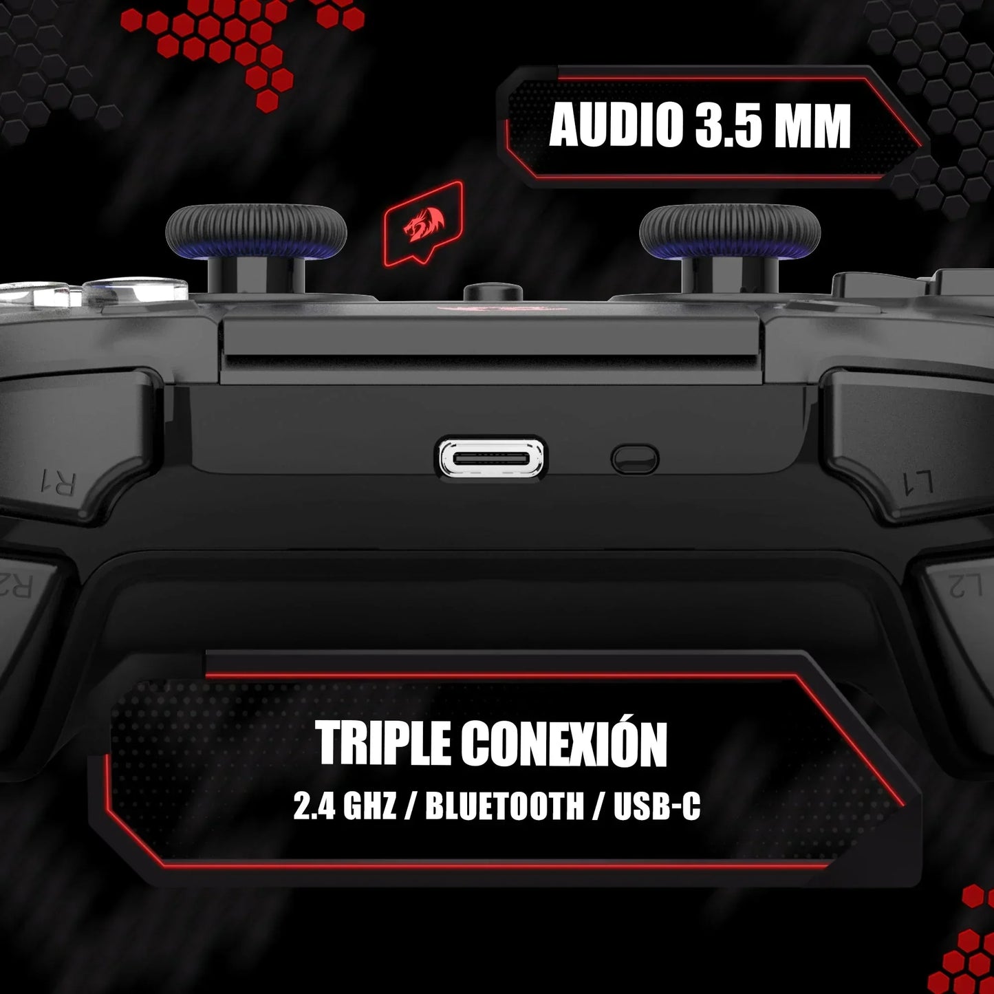 Redragon darkflame black gamer controller with analog leds and hall effect g820