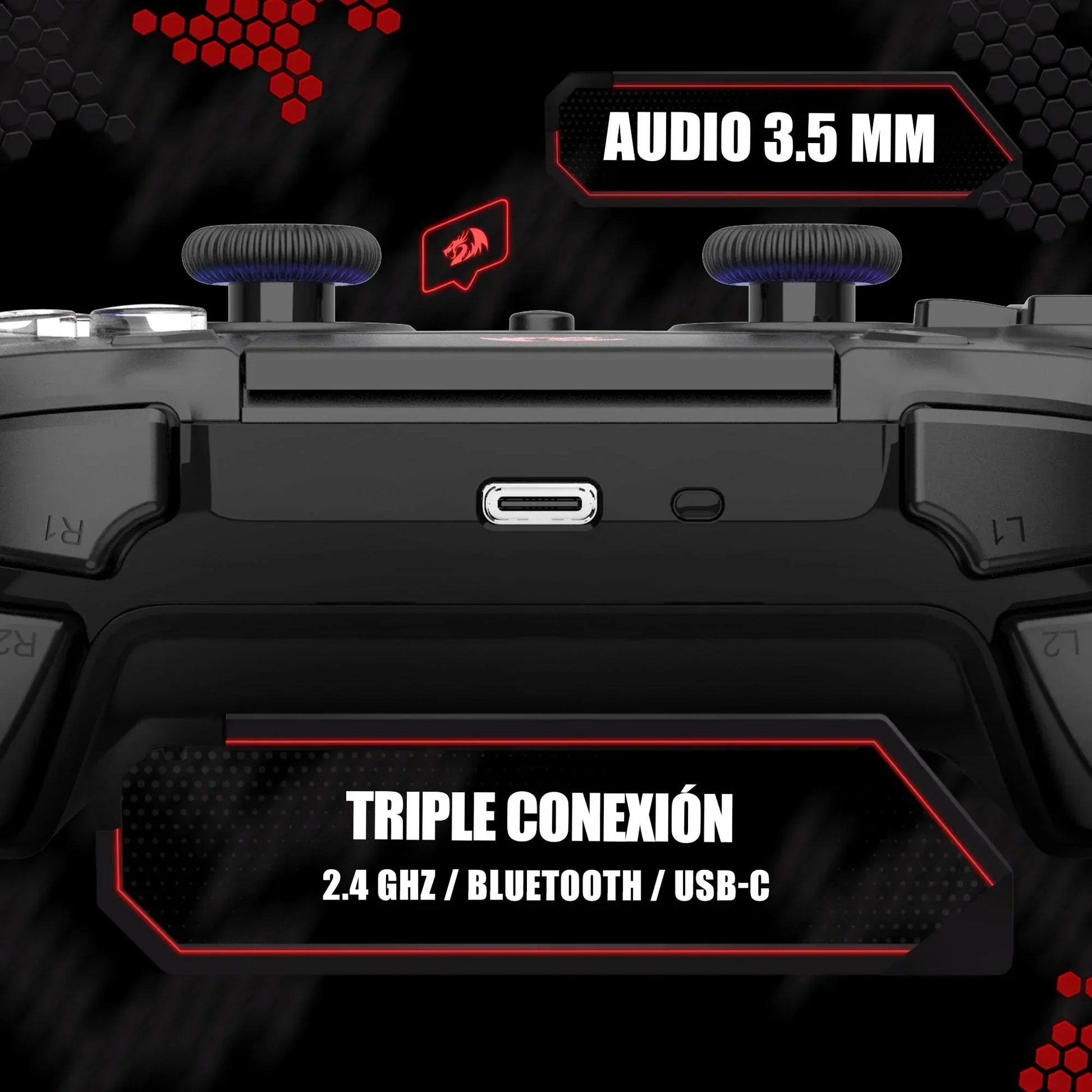 Redragon darkflame black gamer controller with analog leds and hall effect g820