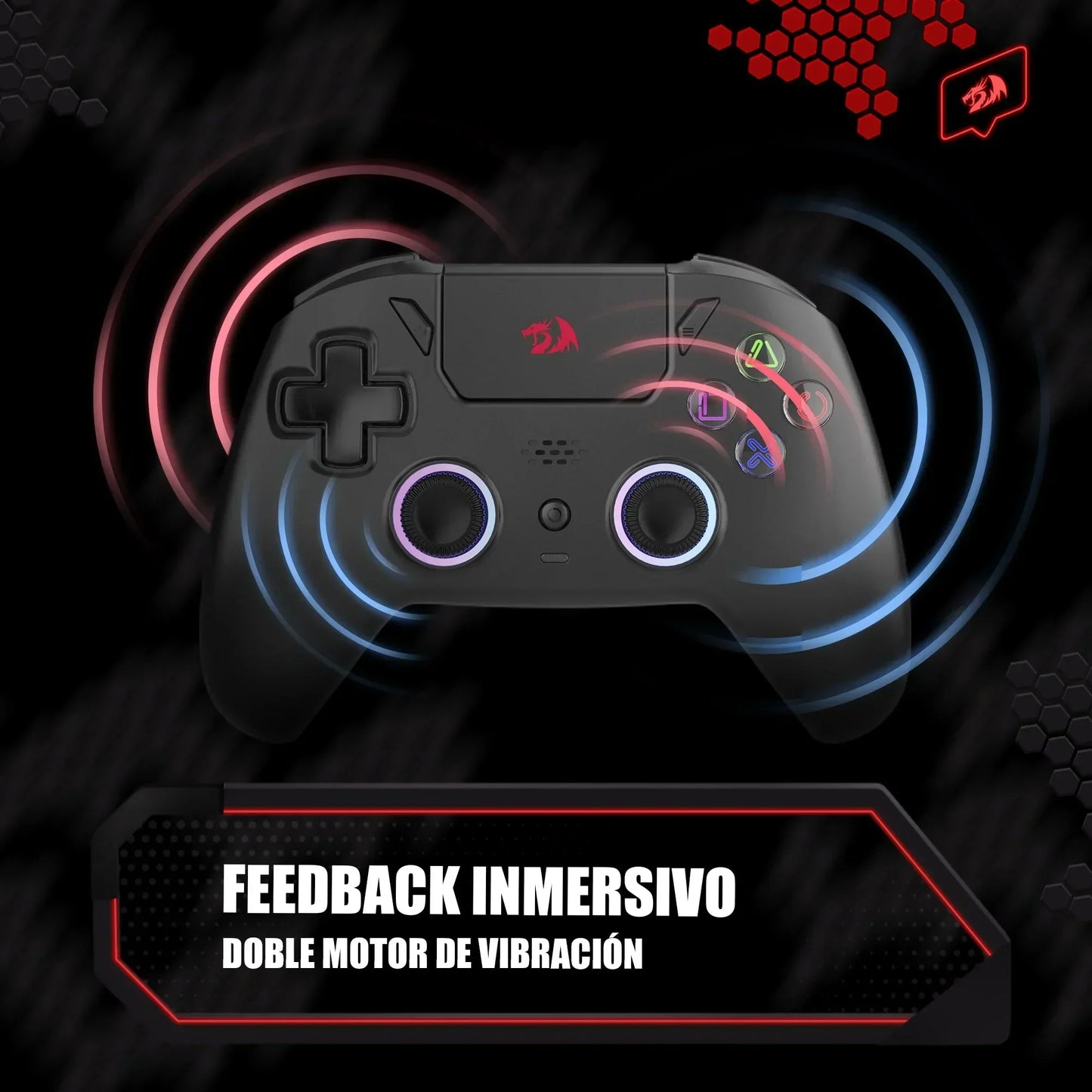 Redragon darkflame black gamer controller with analog leds and hall effect g820