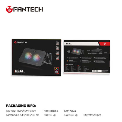 Fantech nc14 notebook cooler laptop cooling pad computer risers & stands