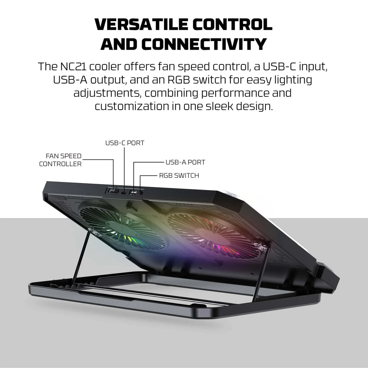Fantech nc21 laptop cooler - high-performance notebook cooling pad - cooling stands
