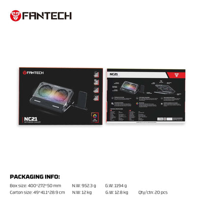 Fantech nc21 notebook cooler laptop cooling pad computer risers & stands