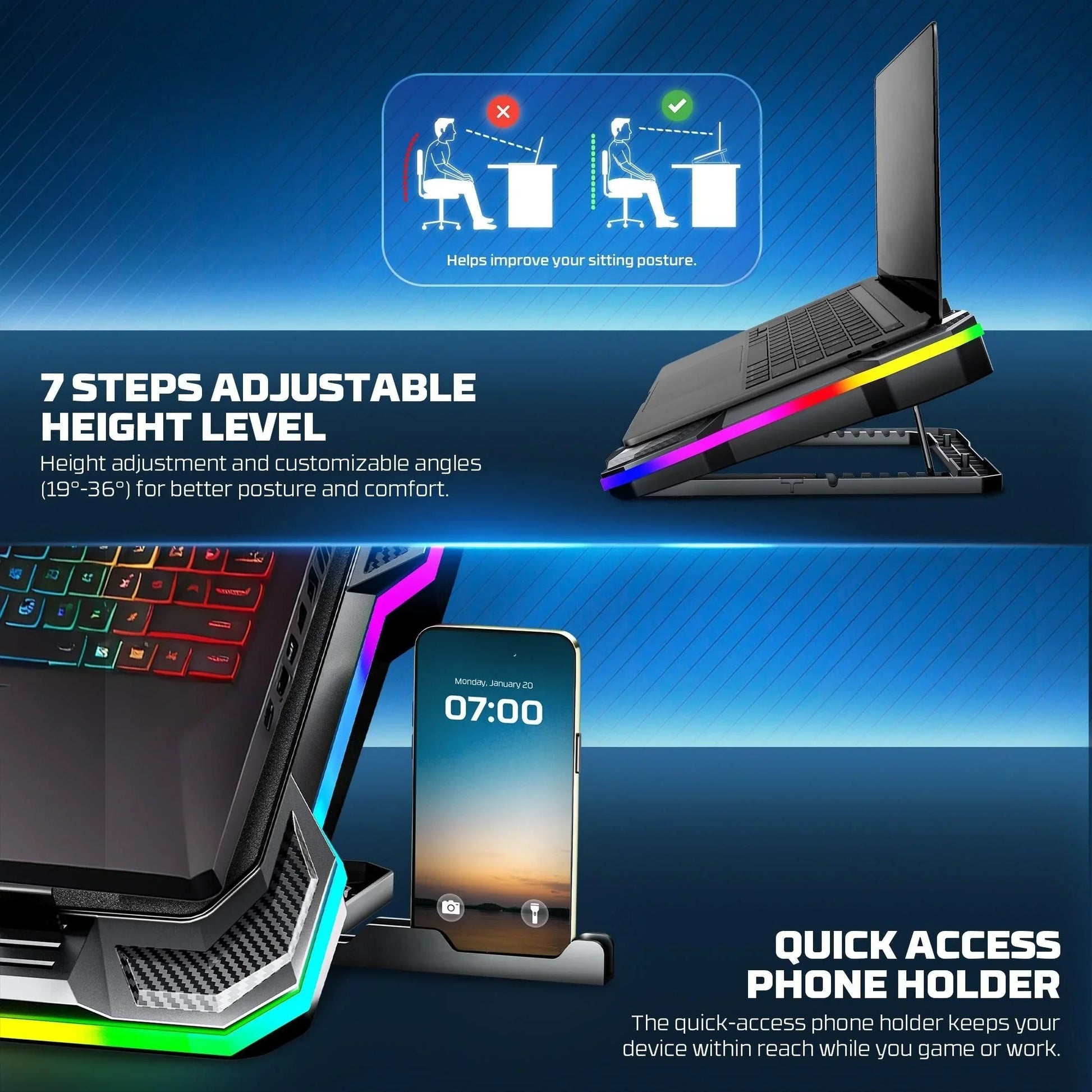 Fantech nc22 notebook cooler laptop cooling pad computer risers & stands