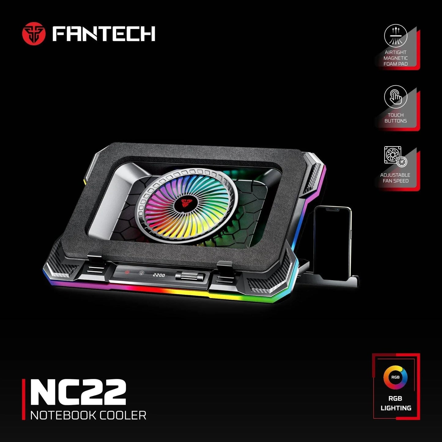 Fantech nc22 notebook cooler laptop cooling pad computer risers & stands