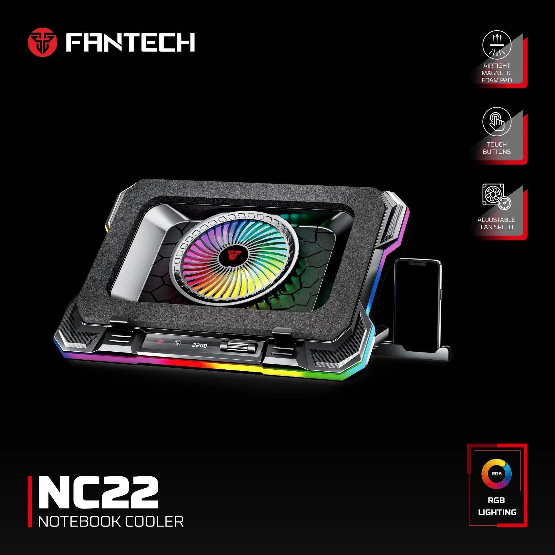 Fantech nc22 notebook cooler laptop cooling pad computer risers & stands