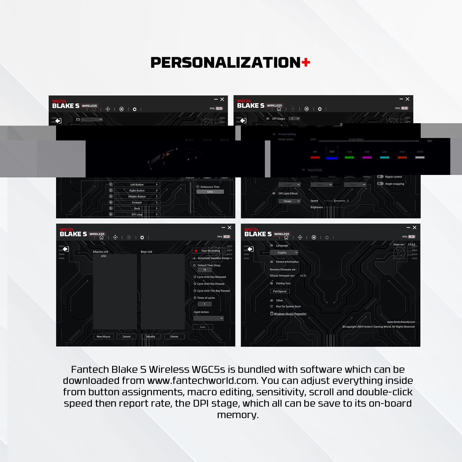 FANTECH WGC5S BLAKE S DUAL MODE WIRELESS GAMING MOUSE - BLACK - - Fun Touch Shop