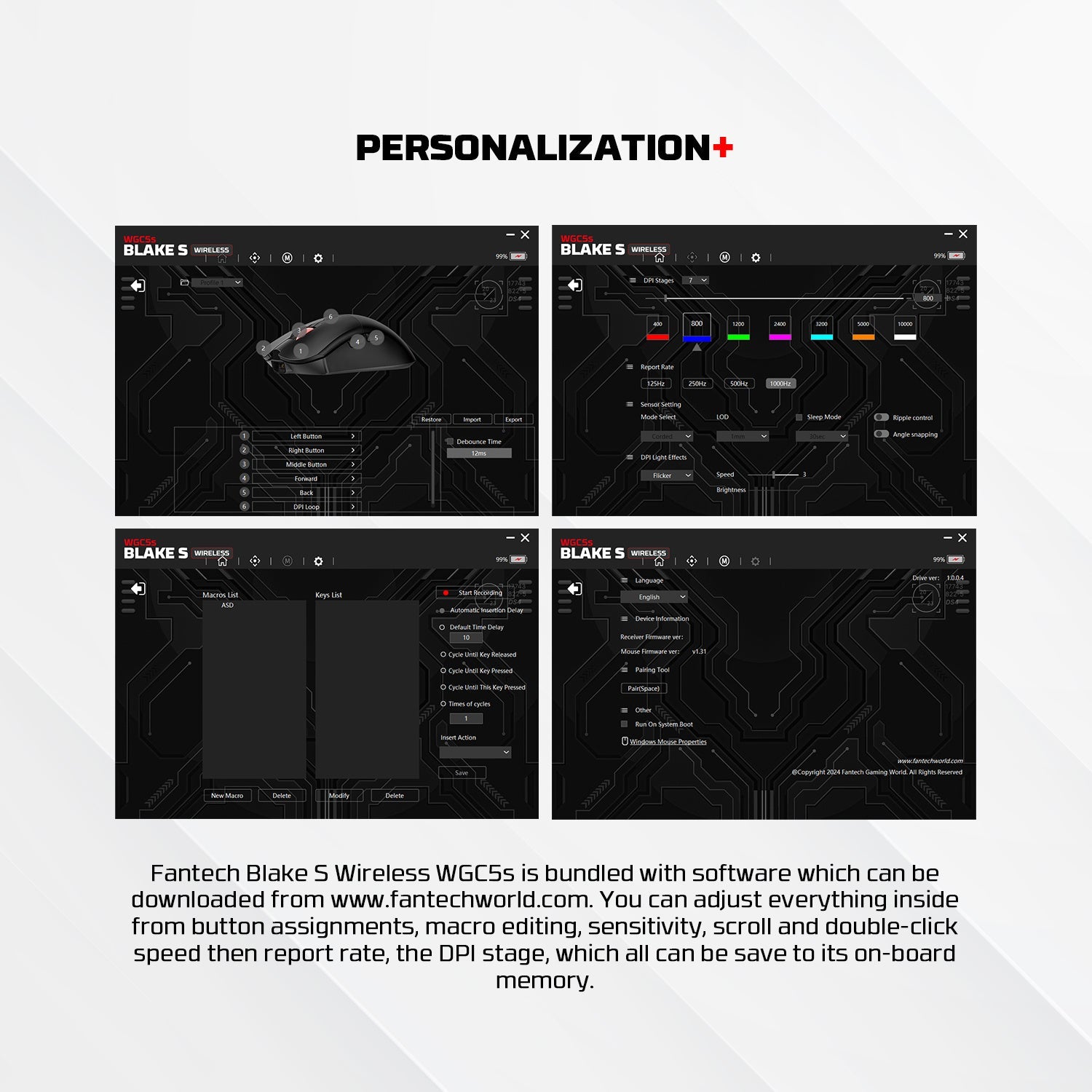 FANTECH WGC5S BLAKE S DUAL MODE WIRELESS GAMING MOUSE - BLACK - - Fun Touch Shop