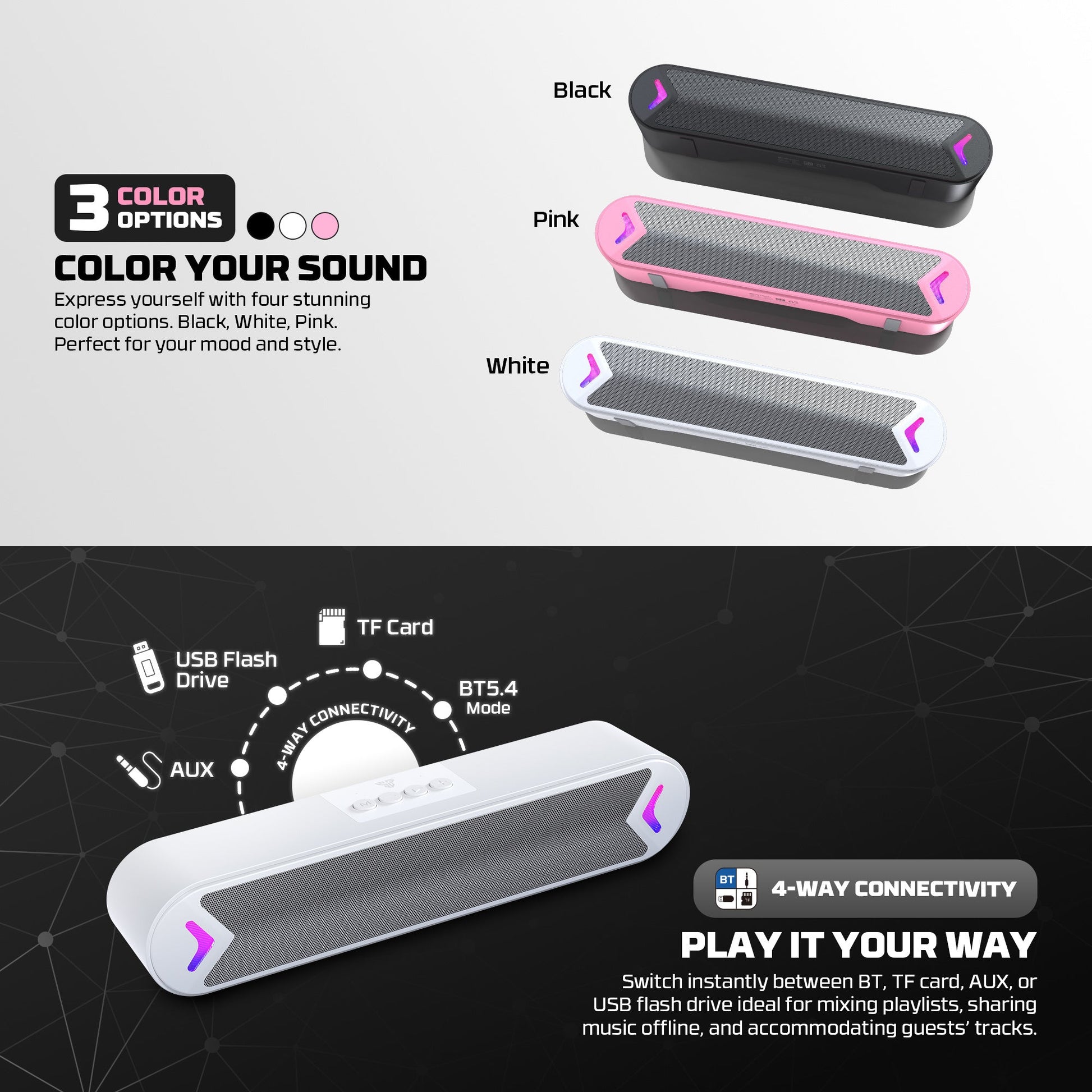 Fantech Bluetooth Speaker Groove Bar BS160 PINK - - Fun Touch Shop