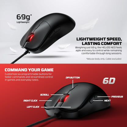 Fantech helios neo ux3v2s wired gaming mouse with rgb lighting 6d macro function 400-20000 adjustable dpi 20 million
