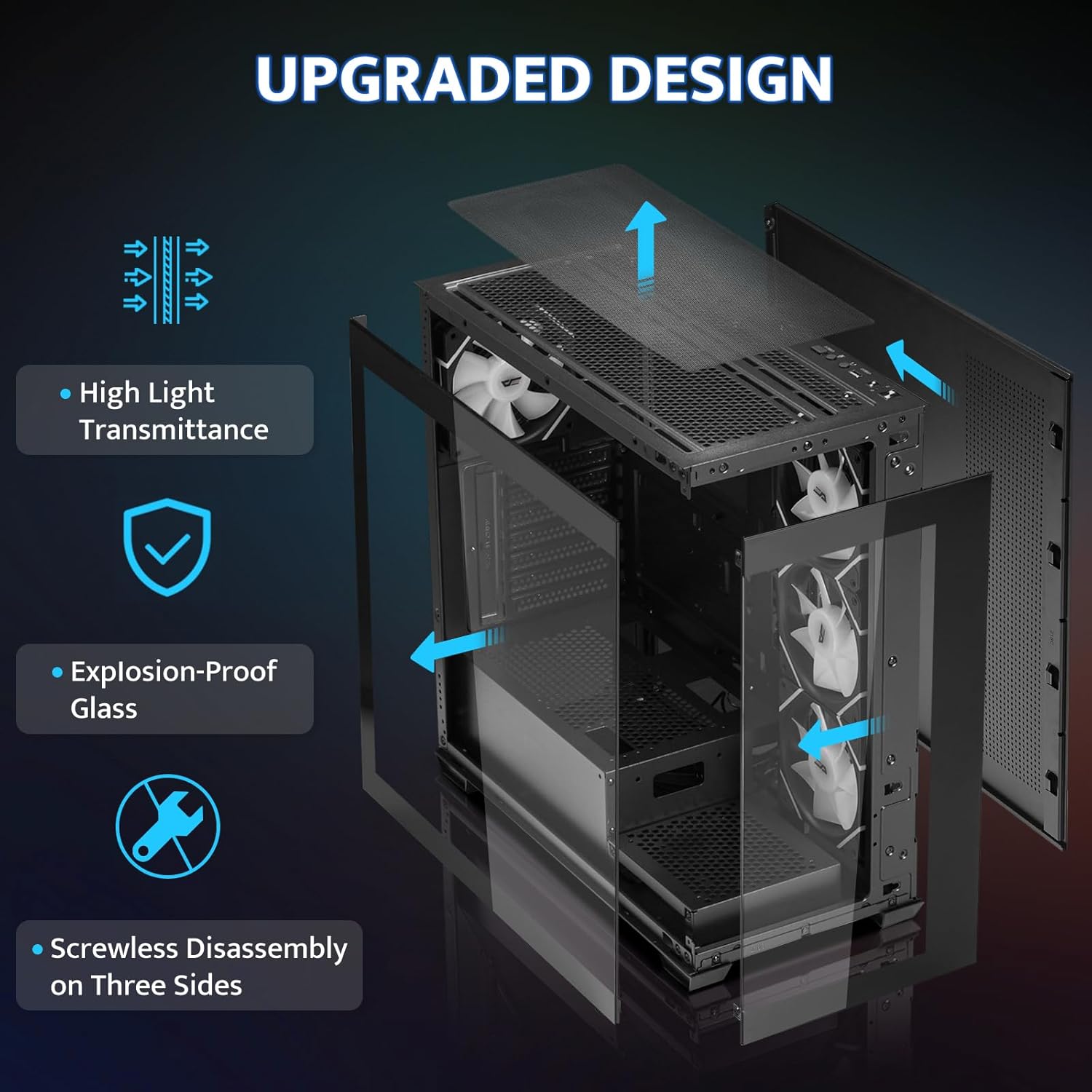 Darkflash (ds900) atx mid-tower pc case 6fan argb - Fun Touch