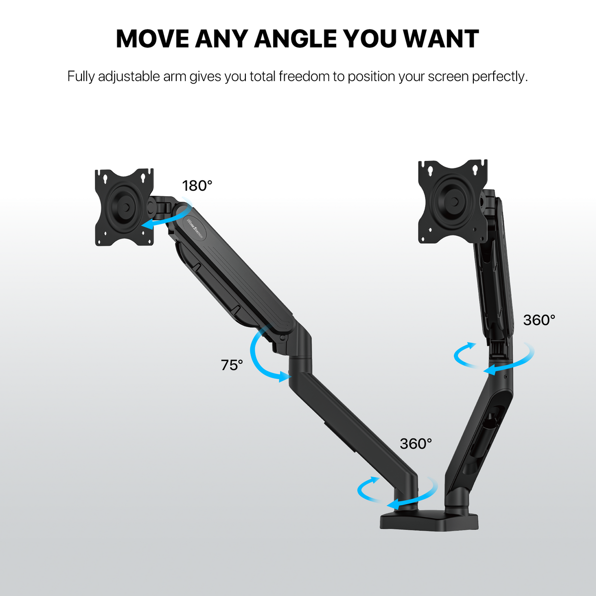 Fantech workstation mbd1 dual-arm monitor mount 90 degree for 13’’ to 32’’ screen adjustable spring dual monitor arm