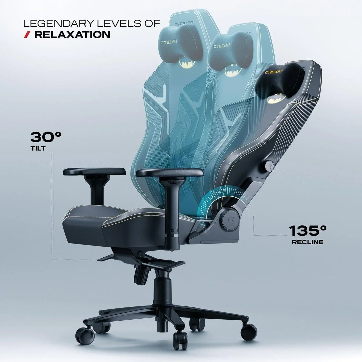 Cybeart | batman classic - chaise de gaming/bureau série apex | lombaire 4d