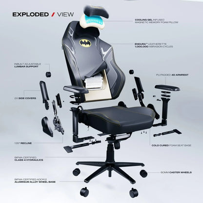 Cybeart | batman classic - chaise de gaming/bureau série apex | lombaire 4d