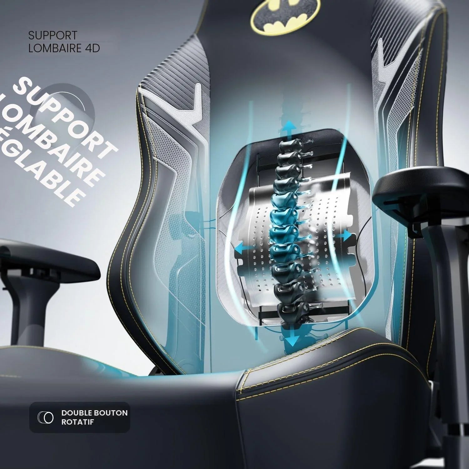 Cybeart | batman classic - chaise de gaming/bureau série apex | lombaire 4d