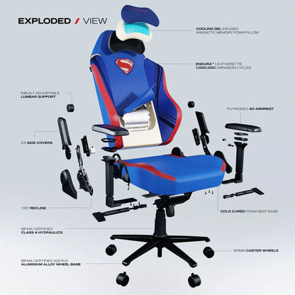 Cybeart | superman classic - chaise de gaming/bureau série apex | lombaire 4d