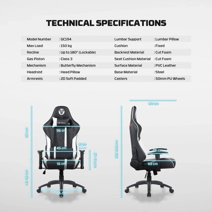 Fantech gc194 gaming chair blue gaming chairs