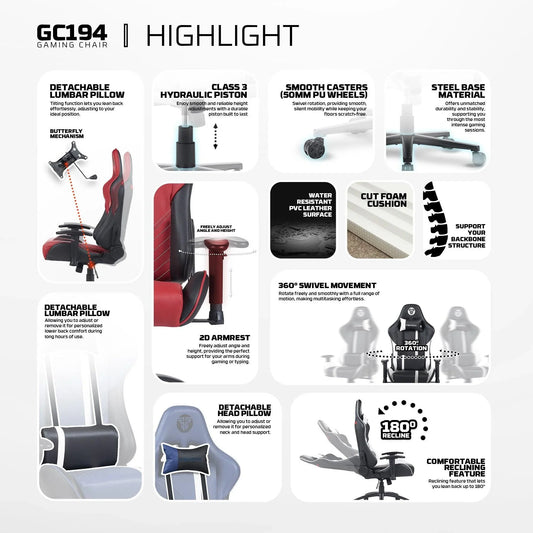 Fantech gc194 gaming chair blue gaming chairs