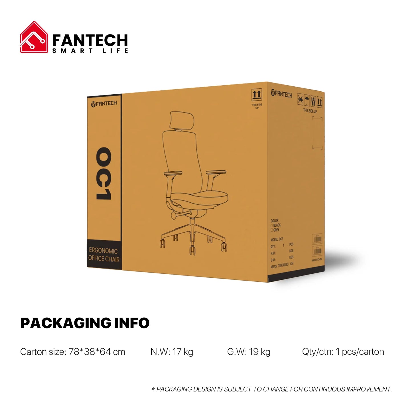 Fantech oc1 ergonomic office chair black