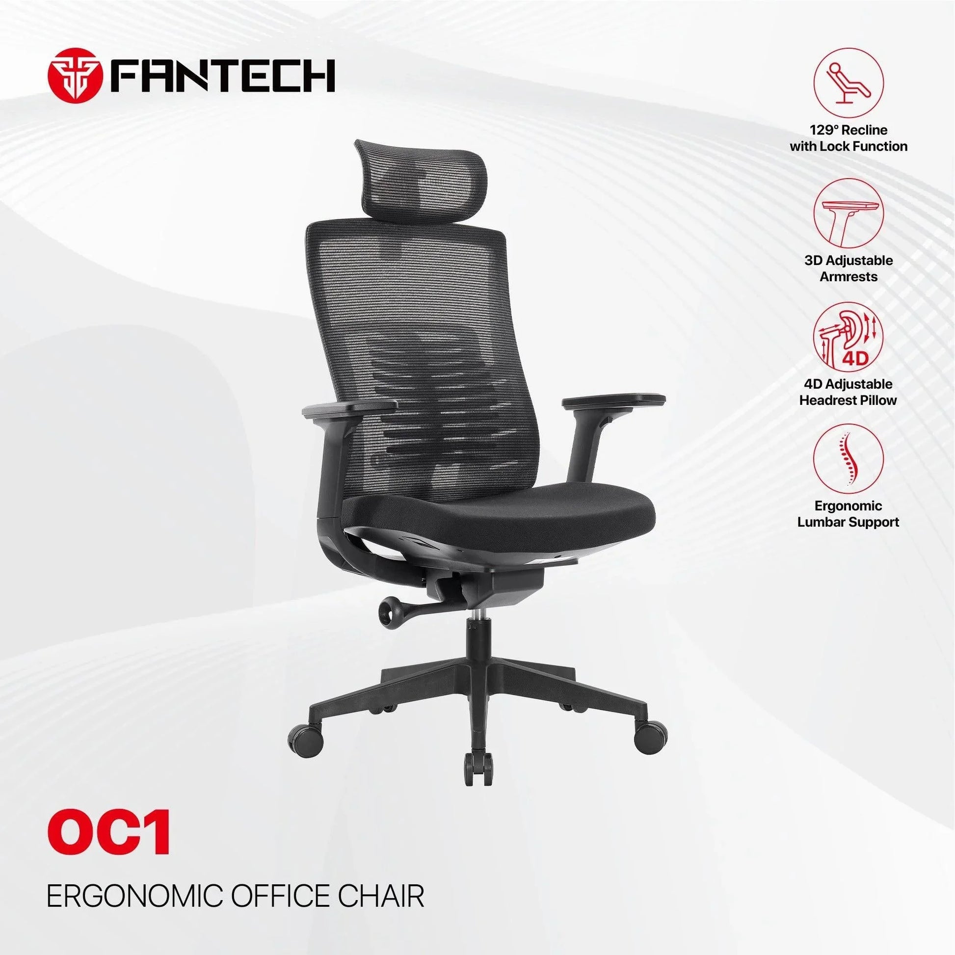 Fantech oc1 ergonomic office chair black