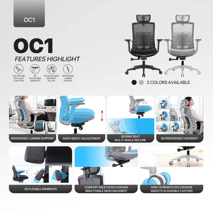 Fantech oc1 ergonomic office chair white office chairs