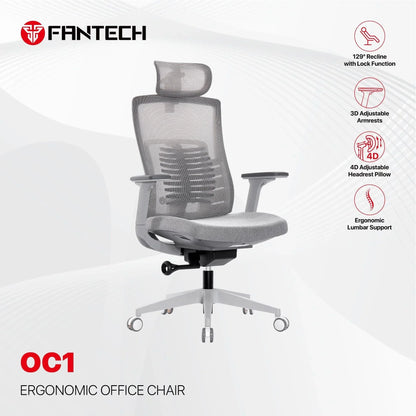 Fantech oc1 ergonomic office chair white office chairs