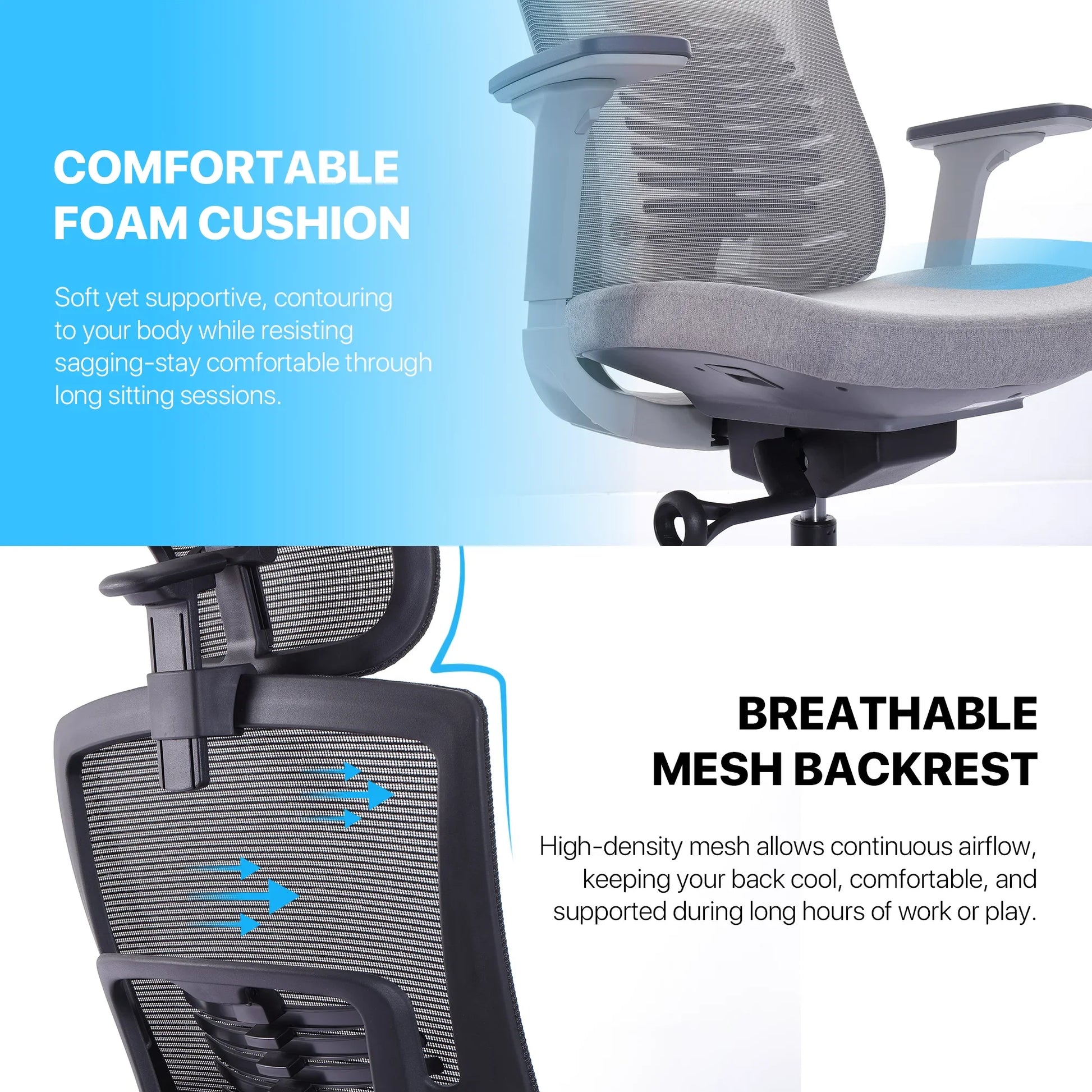 Fantech oc1 ergonomic office chair white office chairs