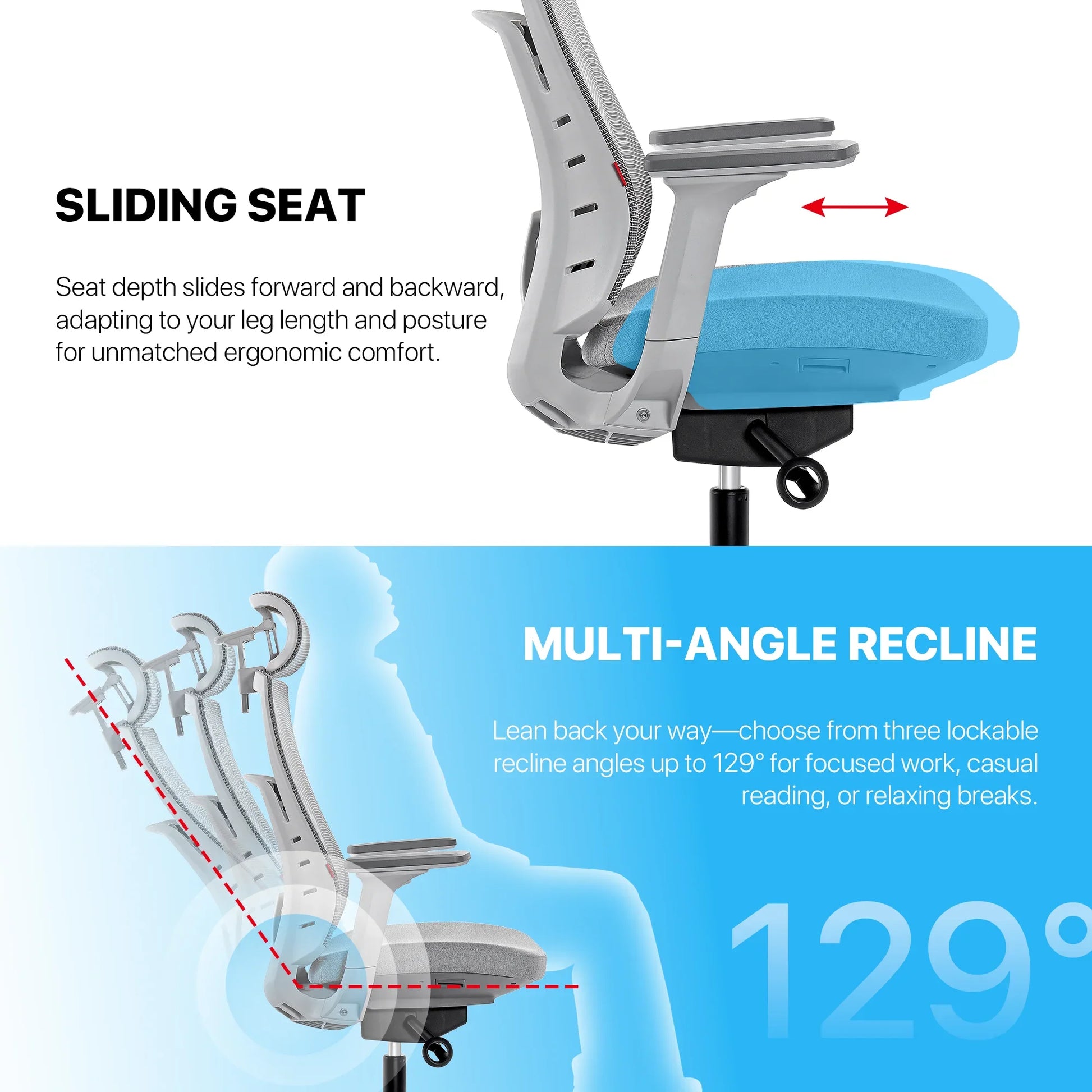 Fantech oc1 ergonomic office chair white office chairs