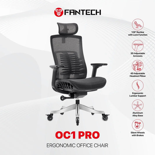 Fantech oc1 pro ergonomic office chair black office chairs