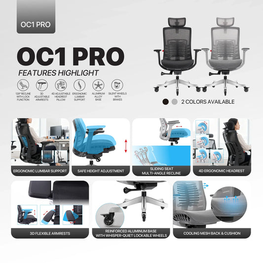 Fantech oc1 pro ergonomic office chair black office chairs