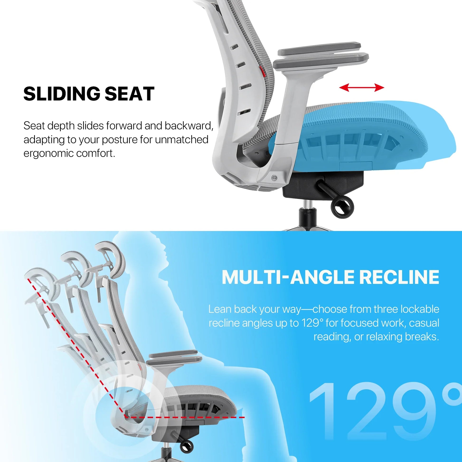 Fantech oc1 pro ergonomic office chair white office chairs