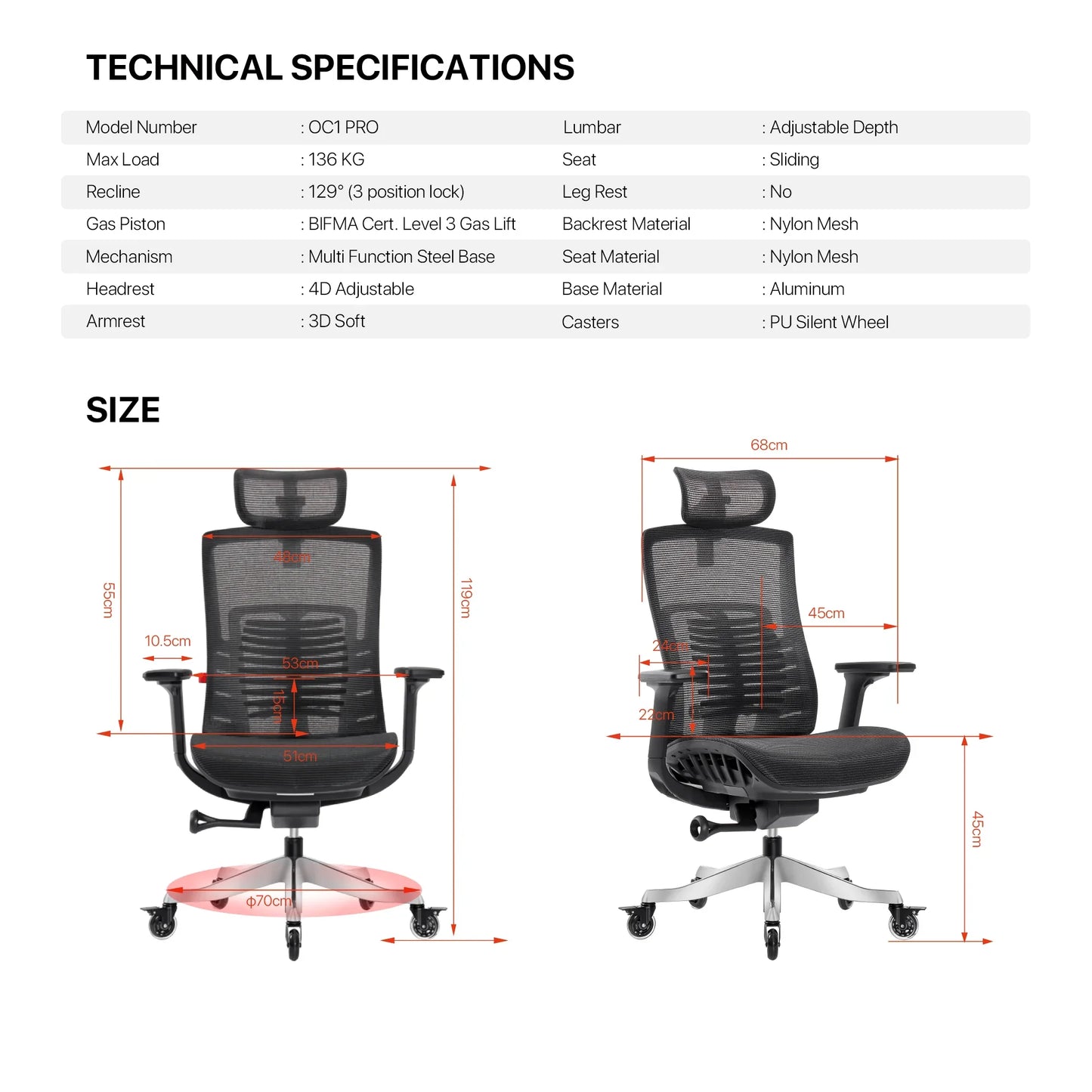 Fantech oc1 pro ergonomic office chair white office chairs