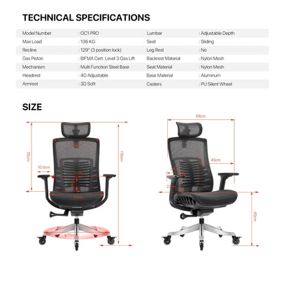 Fantech oc1 pro ergonomic office chair white office chairs