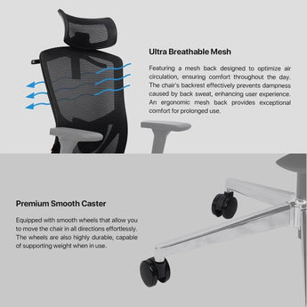 Fantech oca259 pro office chair (black) office chairs