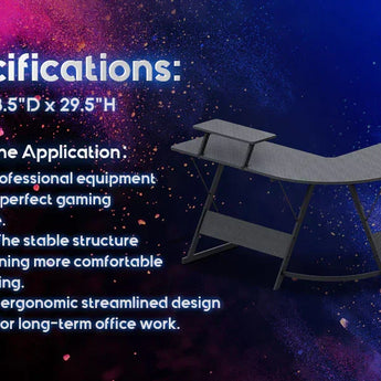 Gameon l-shaped slayer i series gaming desk (size: 129*129*74cm & table top
