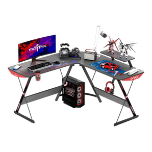 Gameon l-shaped slayer i series gaming desk (size: 129*129*74cm & table top