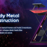 Gameon l-shaped slayer i series gaming desk (size: 129*129*74cm & table top