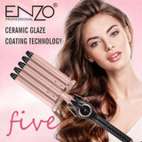 مكواة تجعيد الشعر من ENZO Iron Ceramic Five Barrel Hair Waver EN-1970 