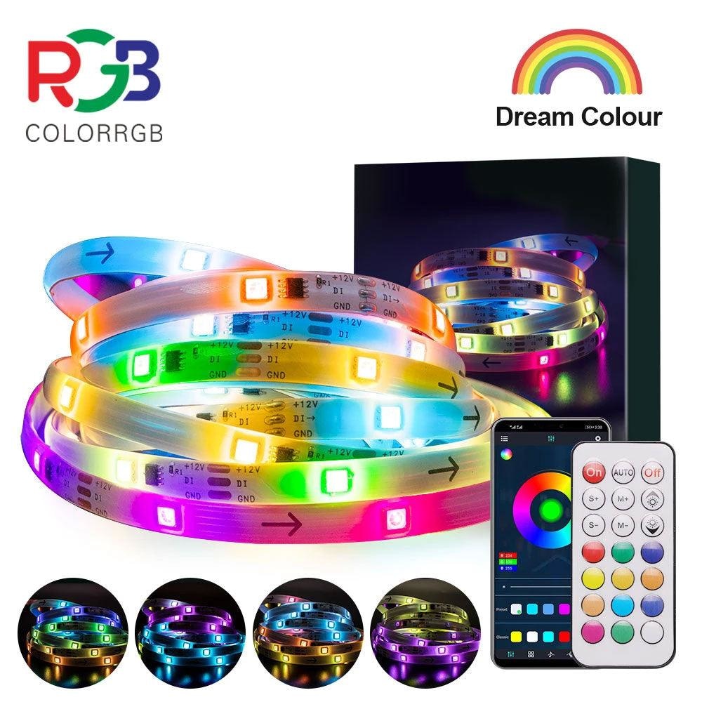 Dream color led strip lights with remote controller waterproof JOD 22