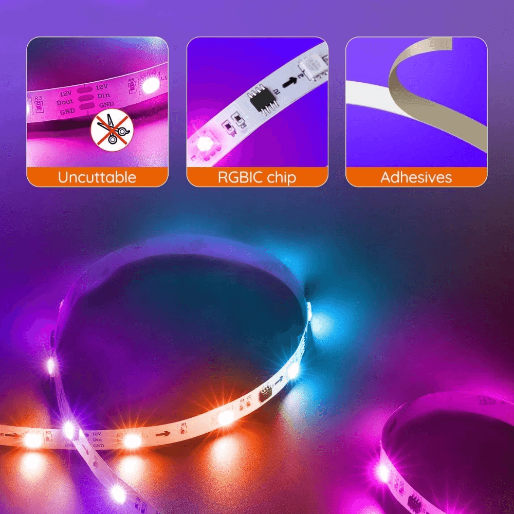 Dream color led strip lights with remote controller waterproof
