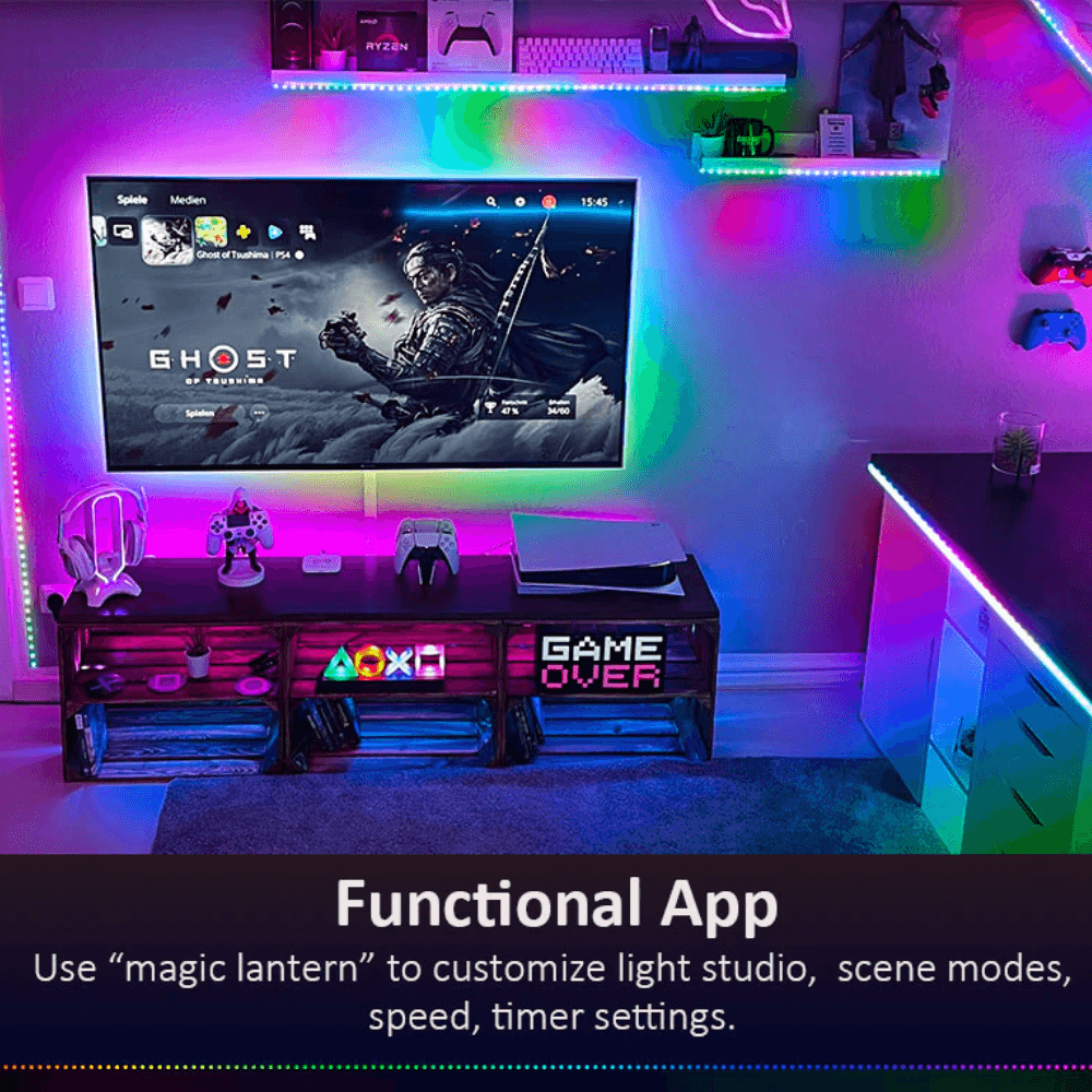 Dream color led strip lights with remote controller waterproof