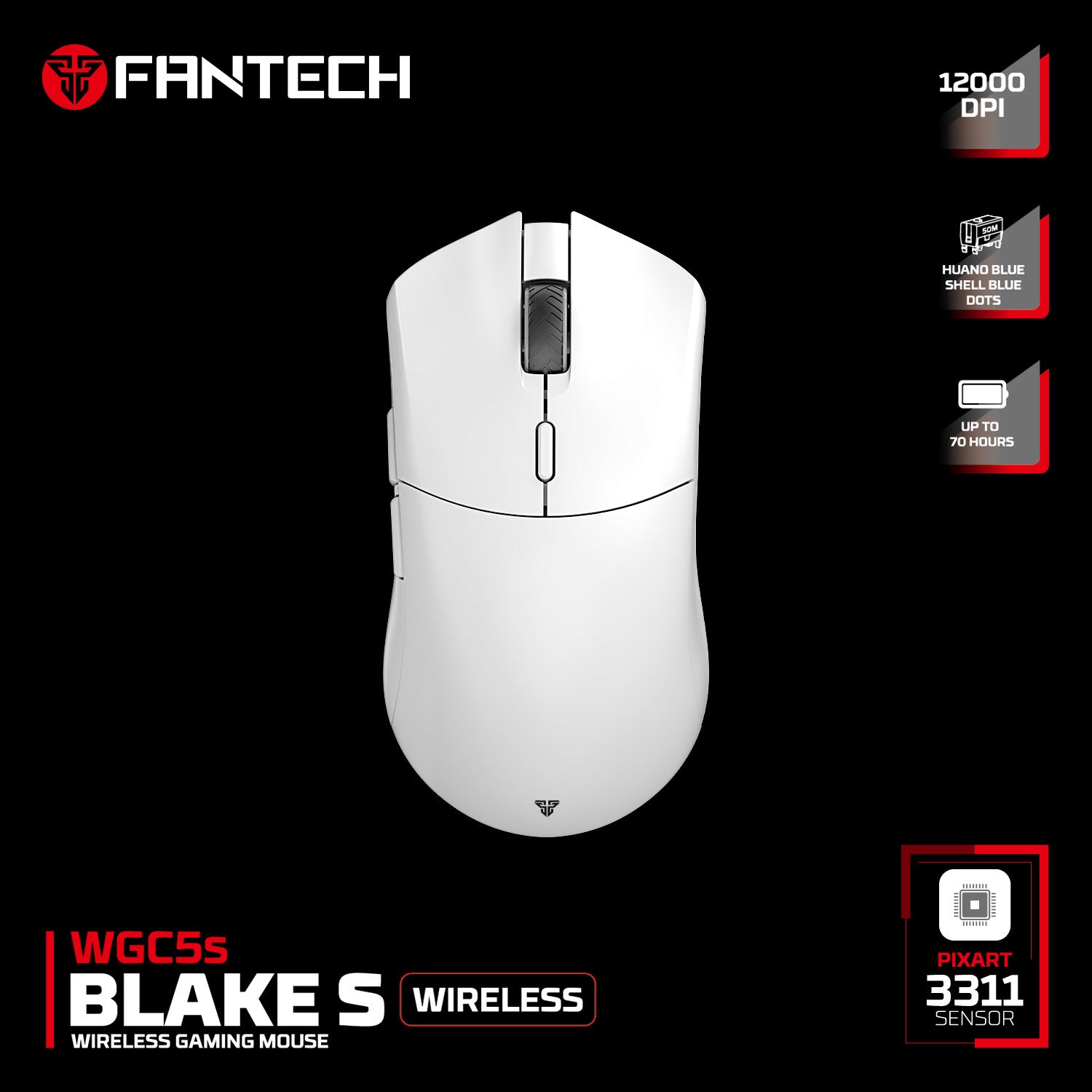 FANTECH WGC5S BLAKE S DUAL MODE WIRELESS GAMING MOUSE - BLACK - - Fun Touch Shop