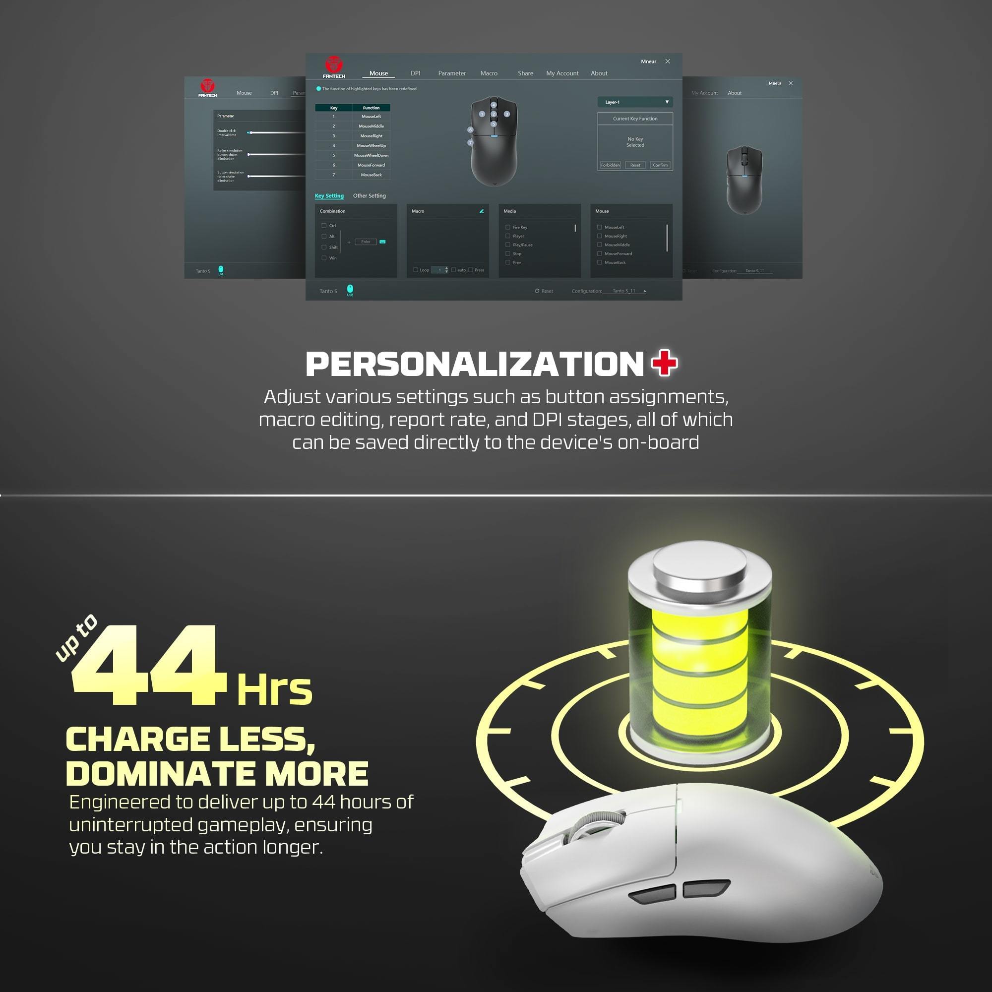 Fantech WG13S Tanto S Wireless Gaming Mouse 8k - - Fun Touch Shop