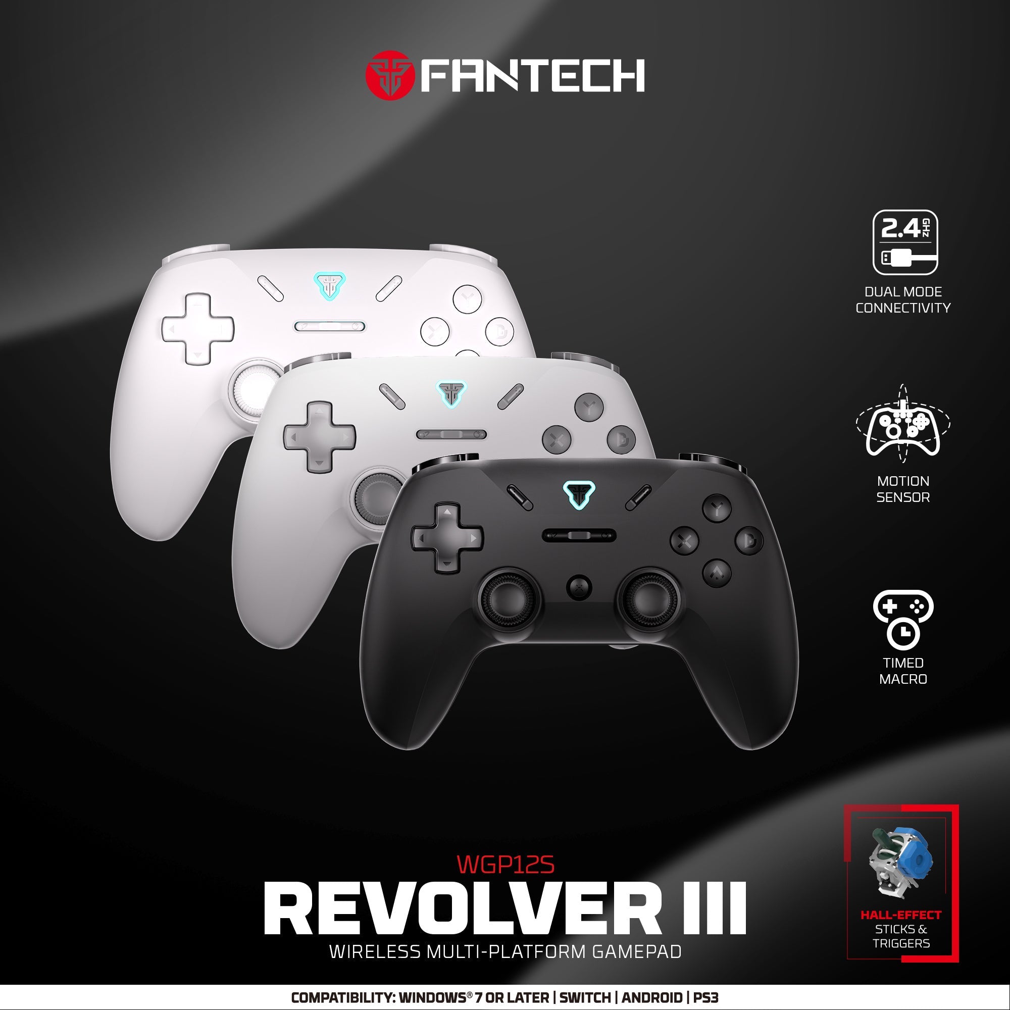 FANTECH Revolver III WGP12S - Wireless Multi-Platform Gamepad - GRAY - - Fun Touch Shop