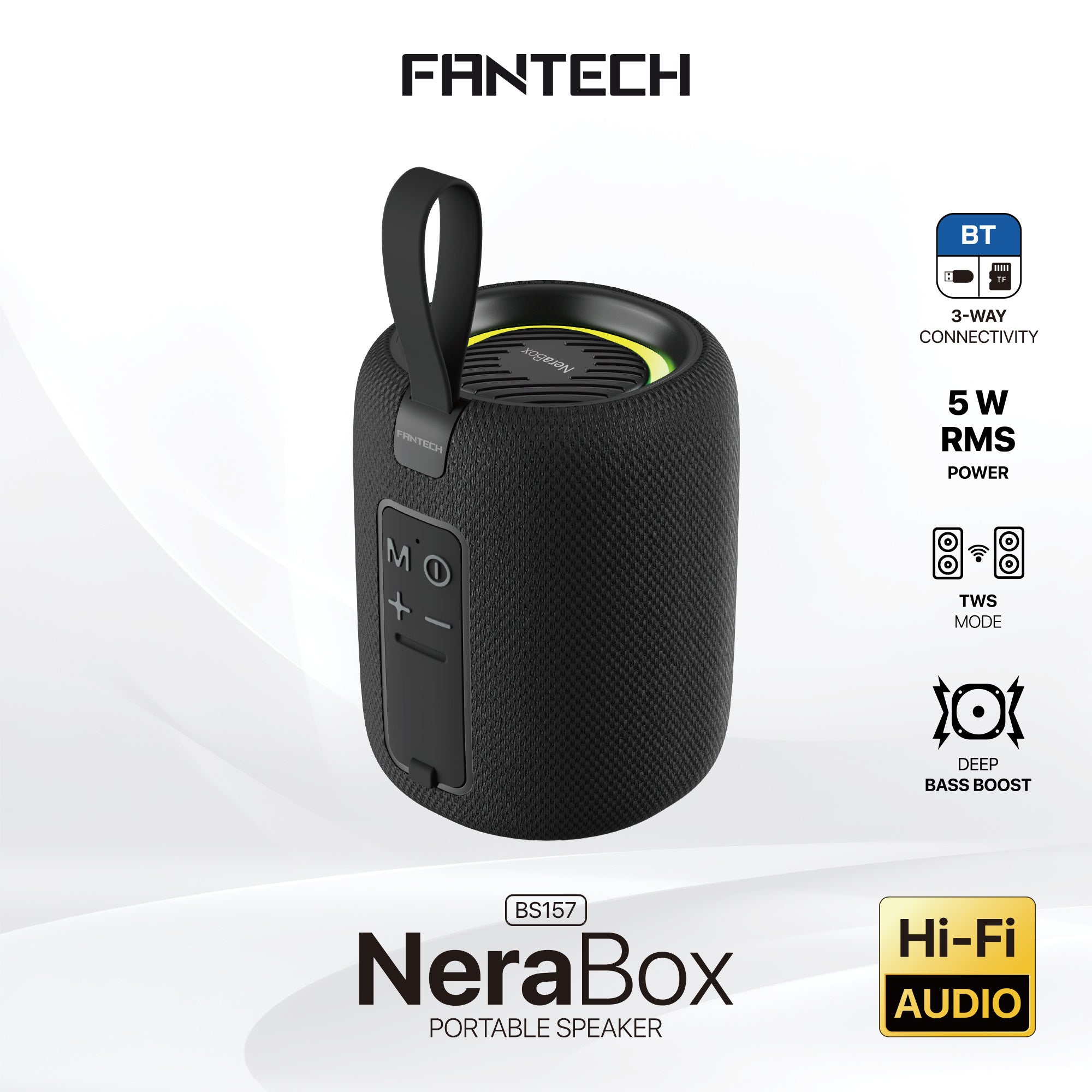 FANTECH(BS157)-NeraBox 5W RMS PORTABLE SPEAKER - Black - - Fun Touch Shop