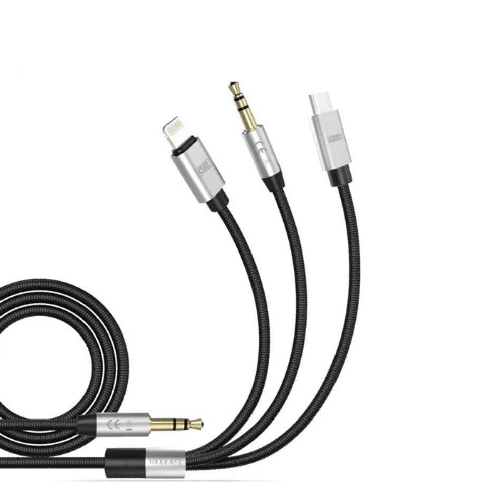 Earldom 3 In 1 Type C ET - AUX09 Aux Cable (1000ml Black/Silver) Cables &