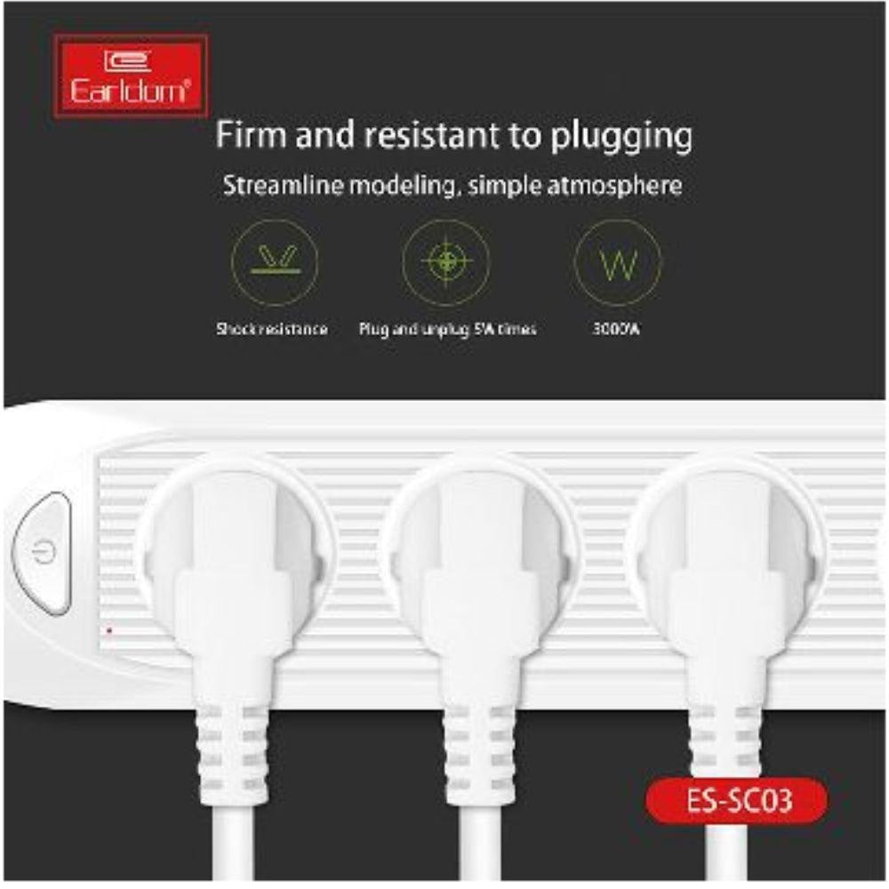 Earldom Earldom ES SC03 Power Socket 4USB 2500W / 2.1A 200CM EU Cables &