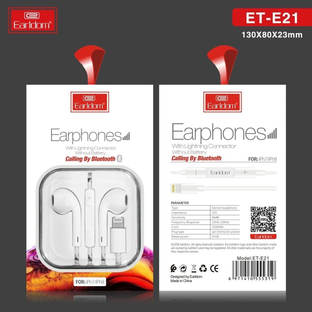 Earldom ET E21 iPhone Lightning Earphone Wired Audio