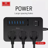 Earldom sc04 eu-socket 3000w 6usb ports 3 power socket 3.1a 200cm - Fun Touch