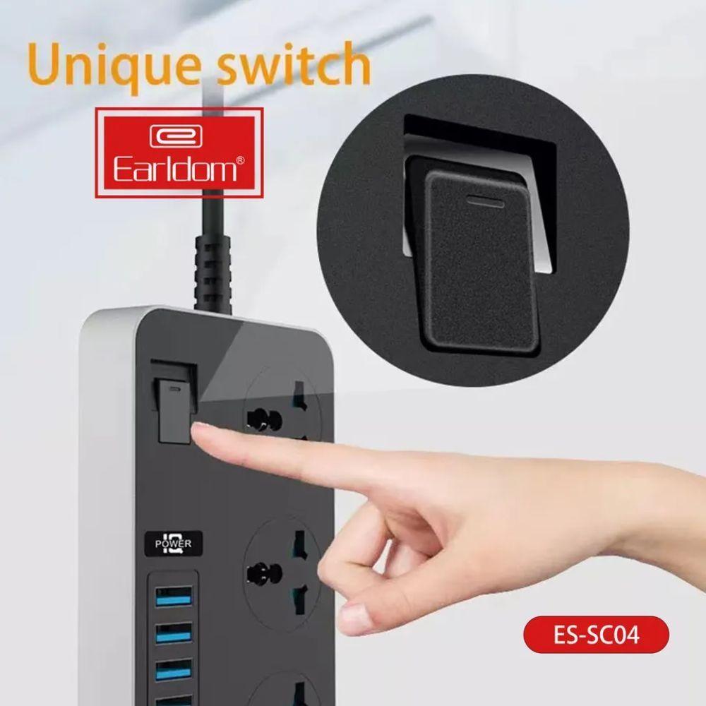 Earldom sc04 eu-socket 3000w 6usb ports 3 power socket 3.1a 200cm - Fun Touch