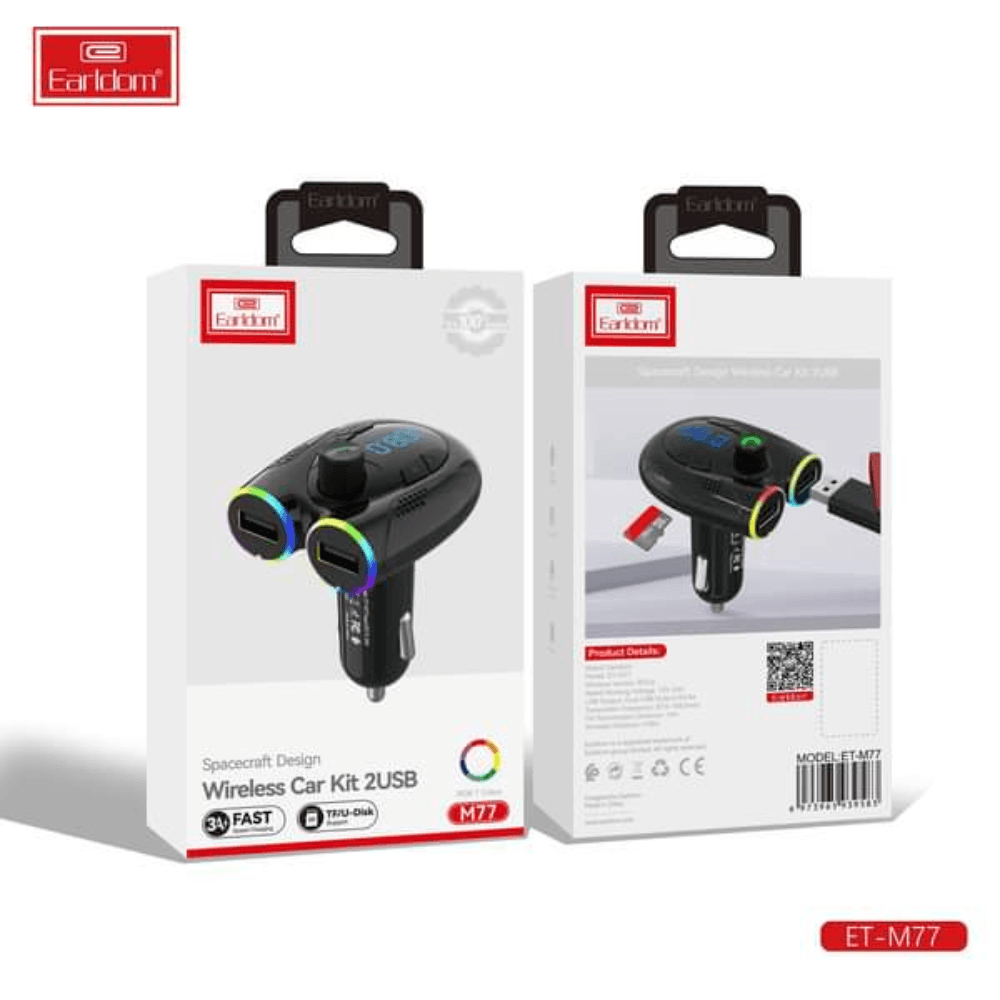 Earldom Wireless Car Kit 2 USB and Bluetooth Auditory Feast ET M77 Cables &